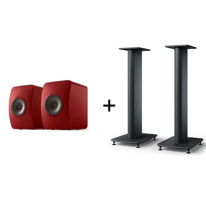 Bookshelf speakers KEF LS50 Wireless II Crimson Red + KEF S2 Floor Stand Black - img.0