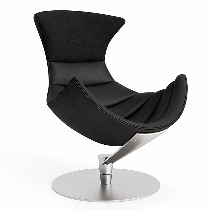 Listening Chair Bruunmunch Lobster Steel Base Basefully Upholstered Black / Black Vidar - img.0